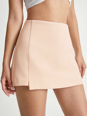 High Waisted Trouser Shorts With Front Skirt Overlay