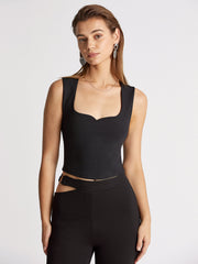 Sweetheart Neckline Cropped Sleeveless Top