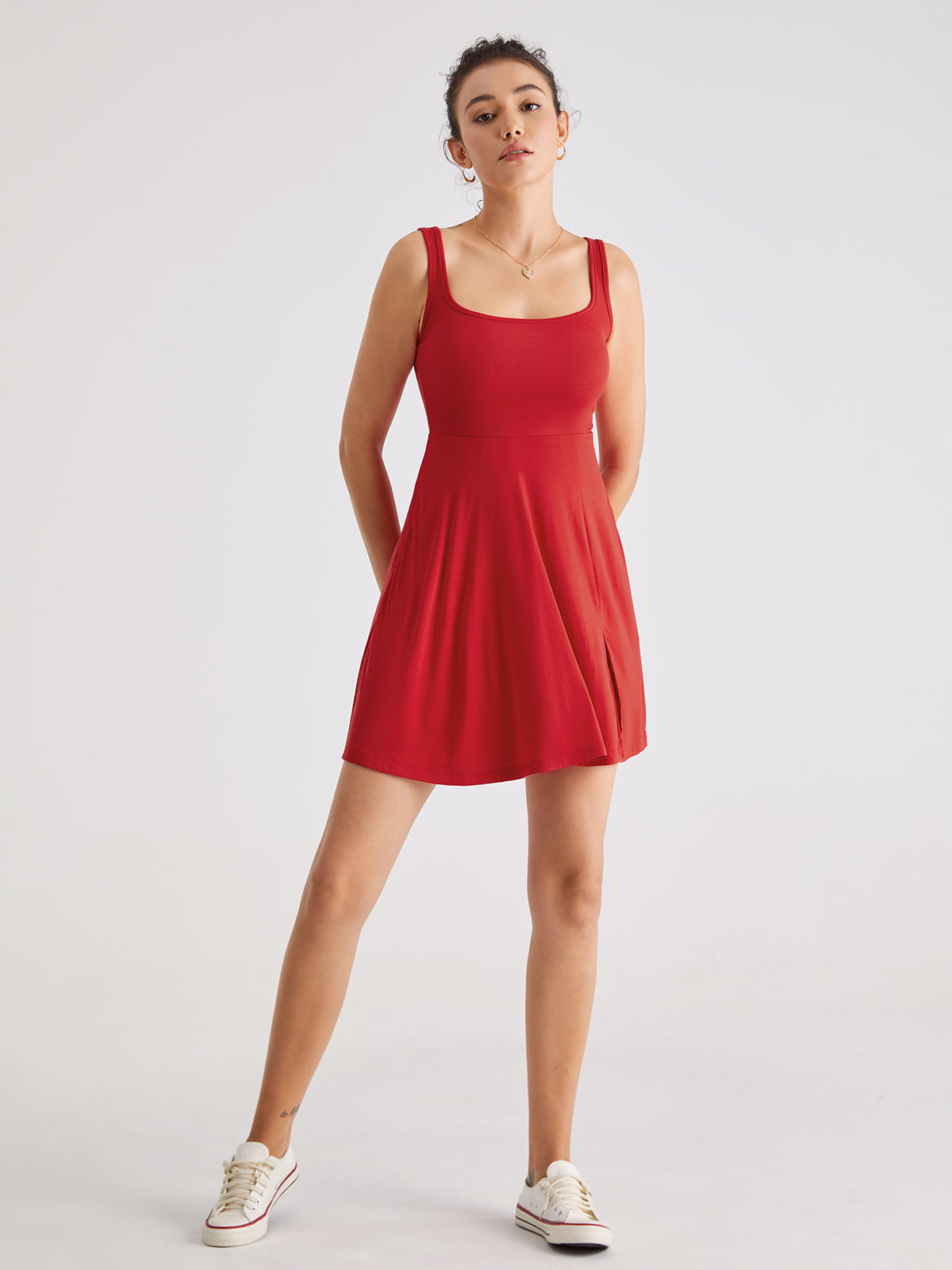 Square Neck Every Stretch Mini Strap Dress