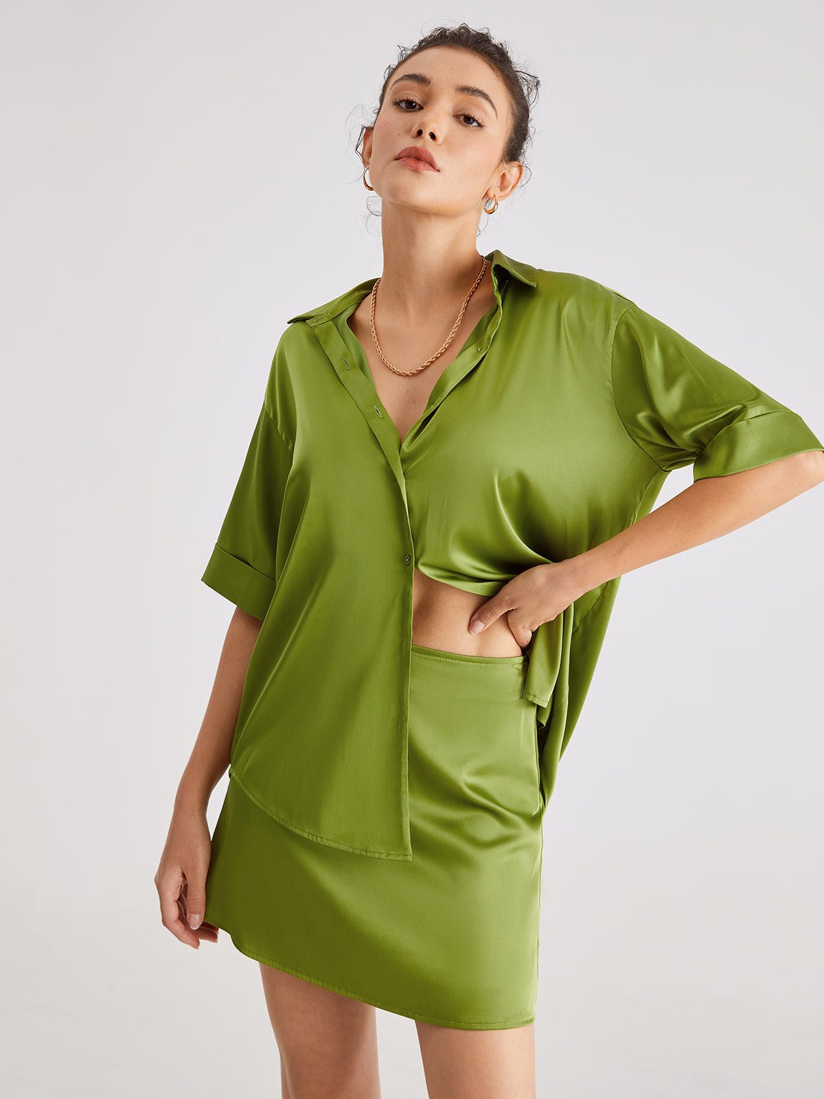 Be-Leaf In Me Satin Shirt