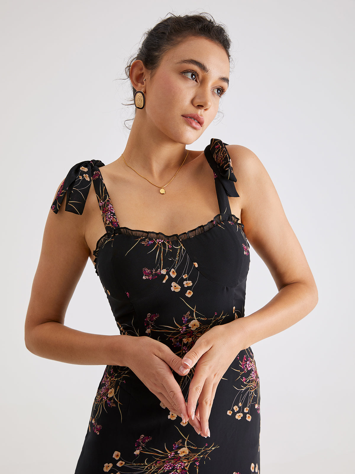 Ruffle Ditsy Floral Midi Dress