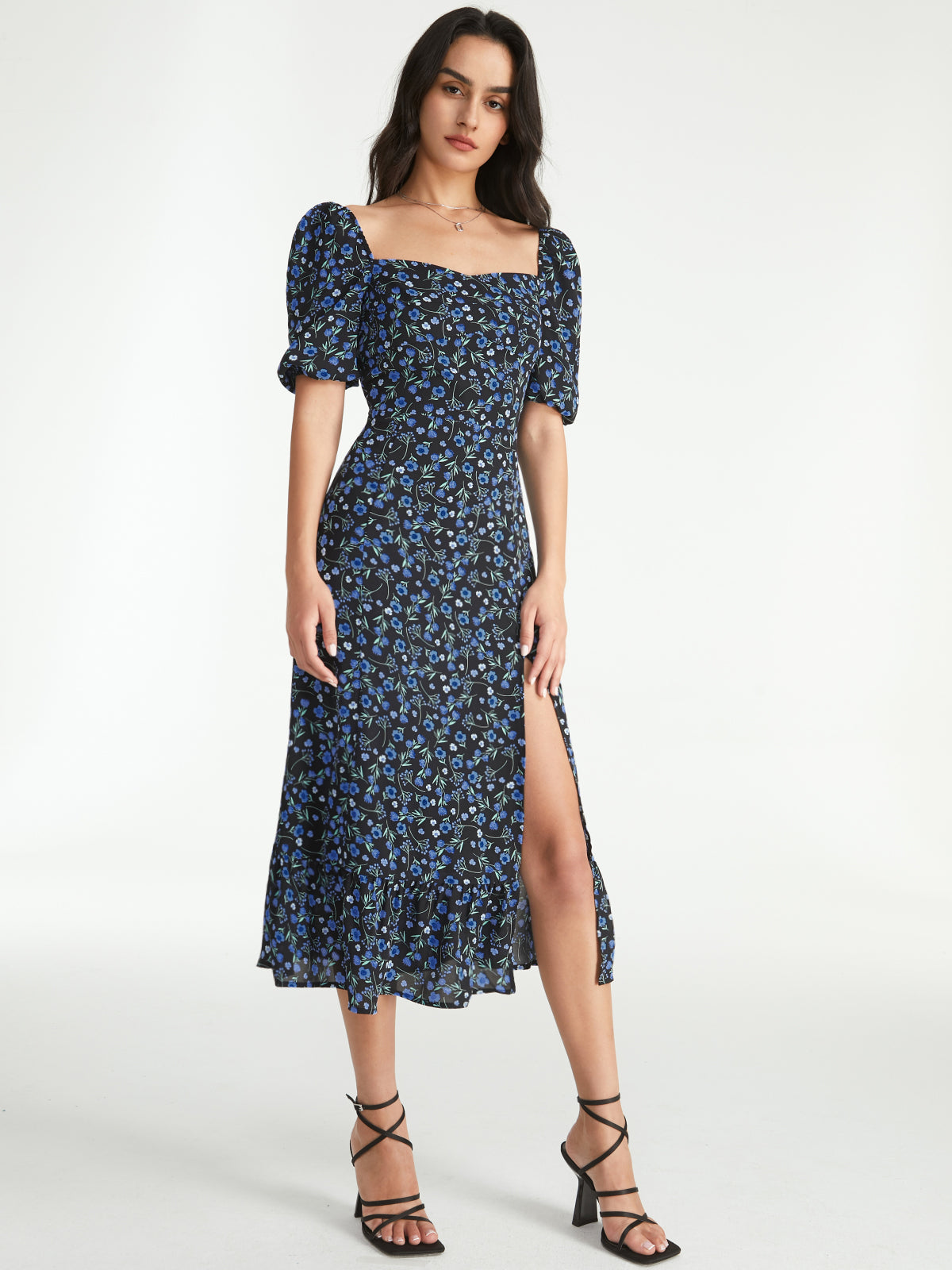 Bellflower Blooms Slit Dress