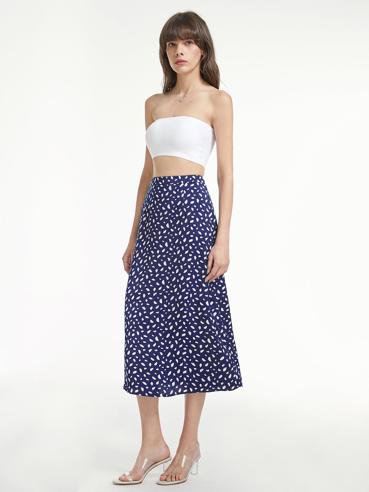 Light Petal High Waisted A-Line Midi Skirt