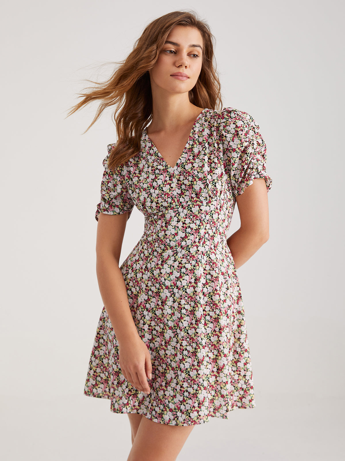 Sweetheart Contrast Floral Garden Dress