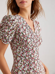 Sweetheart Contrast Floral Garden Dress