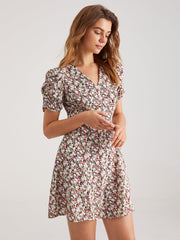 Sweetheart Contrast Floral Garden Dress