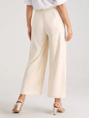 Belted Wide Leg Pleat Front Trousers