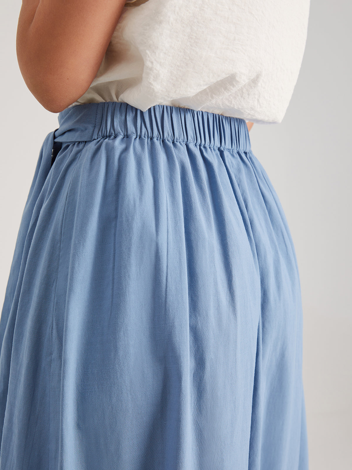 Solid Colored Side Tie Midi Skirt