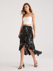 Pattern High Low Wrap Skirt