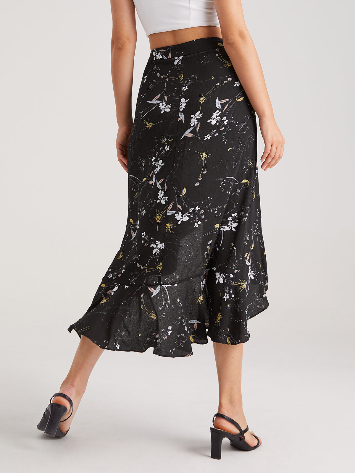 Pattern High Low Wrap Skirt