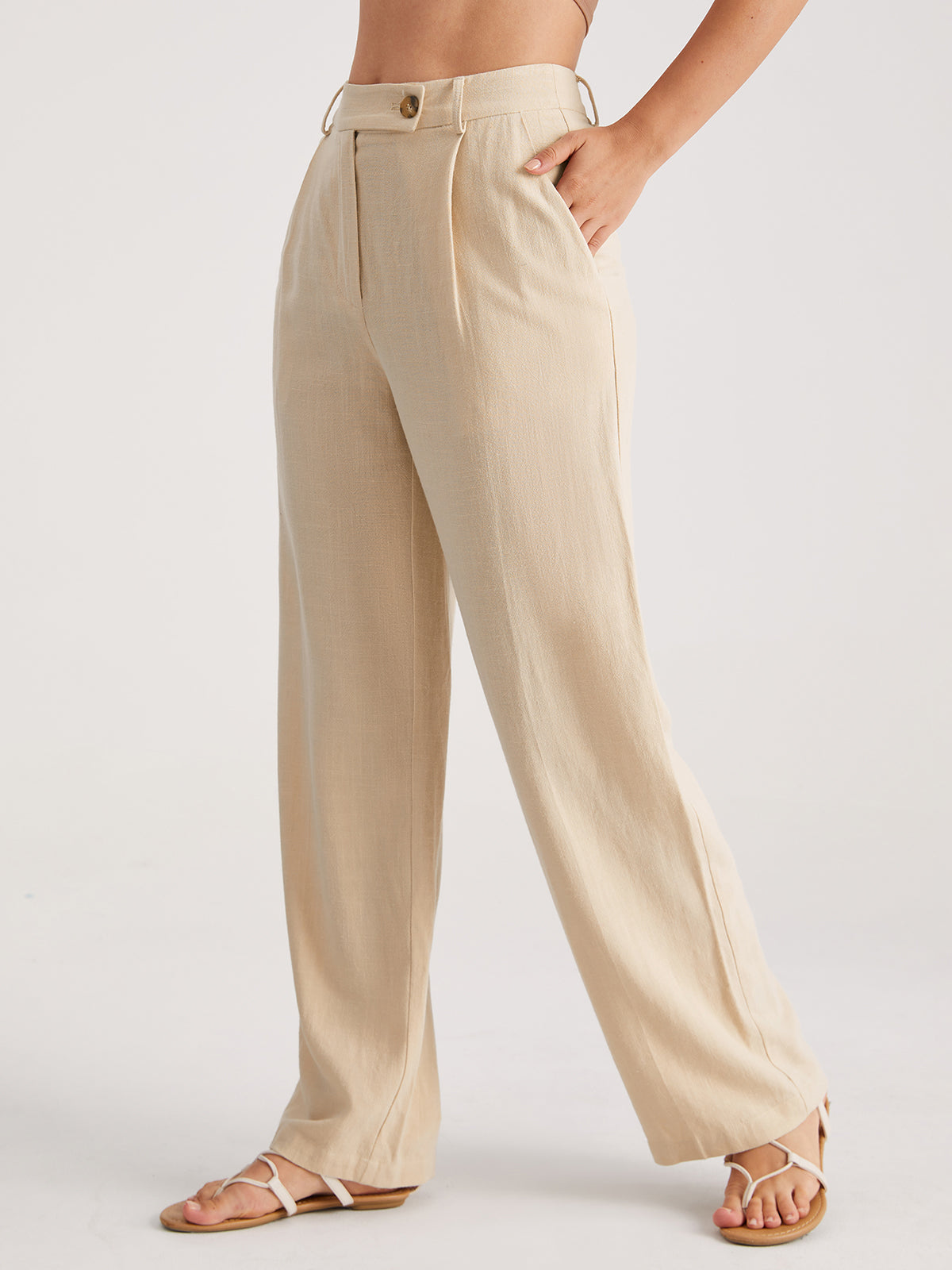 Mid Rise Relaxed Fit Pleat Front Trousers