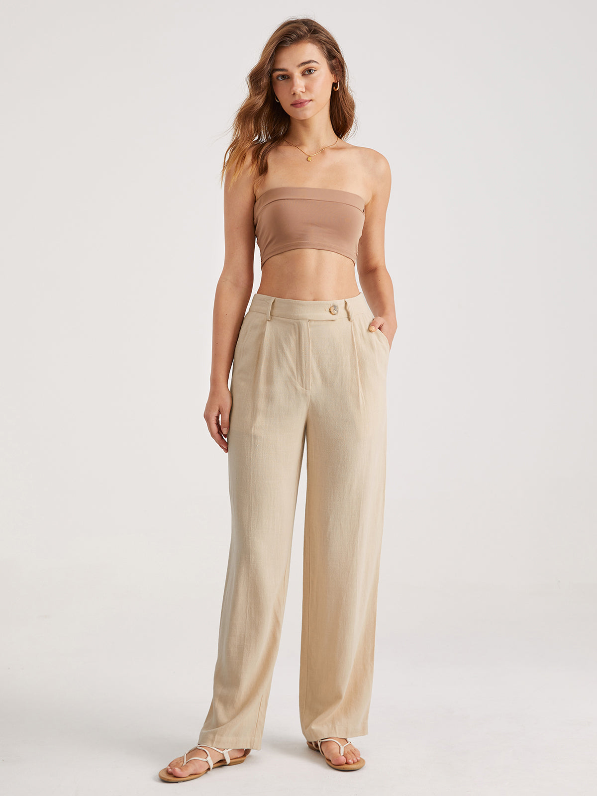 Mid Rise Relaxed Fit Pleat Front Trousers