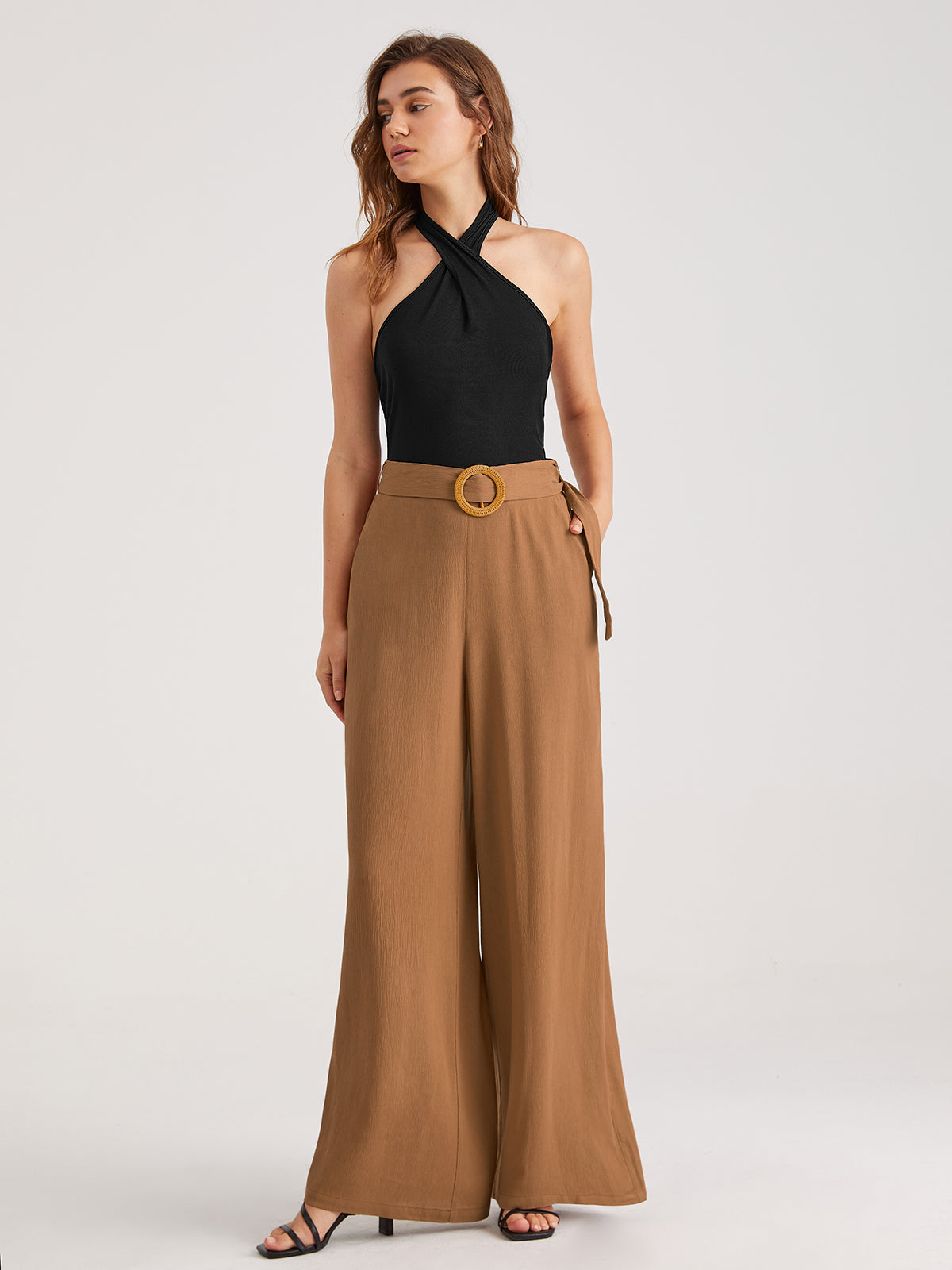 Belted High Waisted Trousers