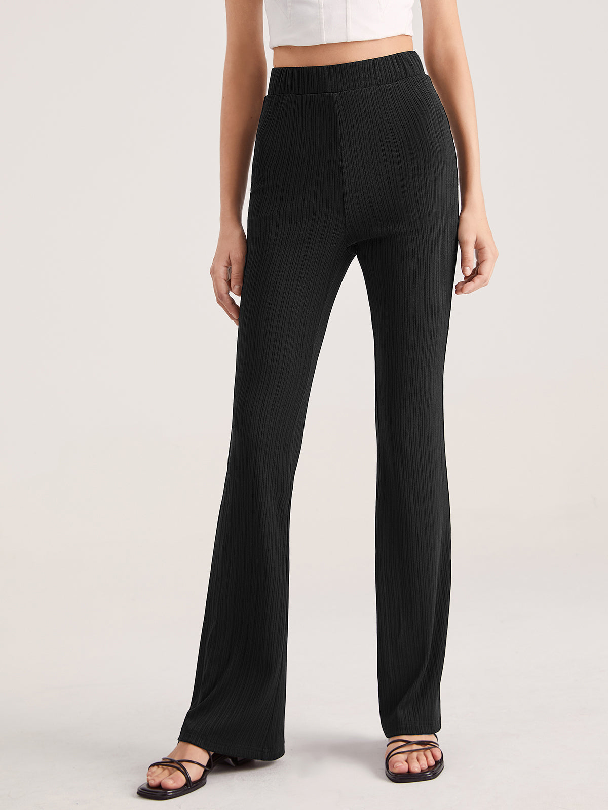 High Waisted Essential Seam Detail Flare Pants