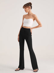 High Waisted Essential Seam Detail Flare Pants