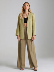 Open Front Single Button Long Blazer