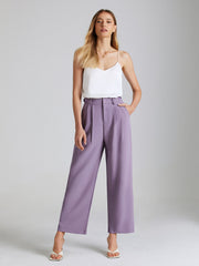 High Waisted Pocket Mauve Pleat Front Trouser