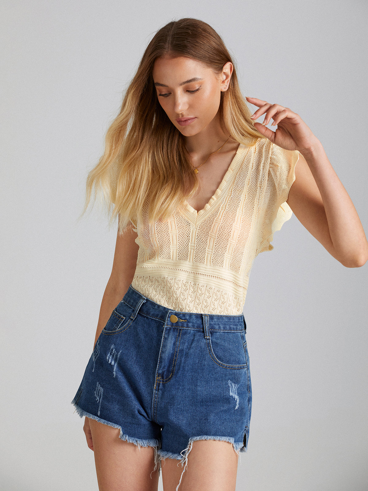 Flutter Sleeve Rib Top