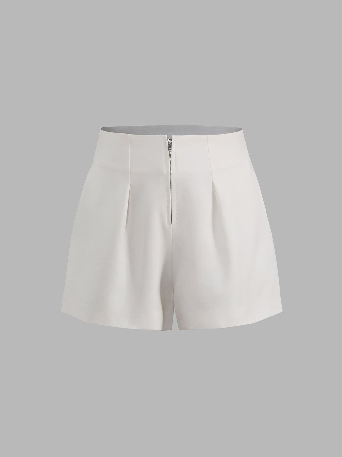 High Waisted Pleat Mid Thigh Trouser Shorts