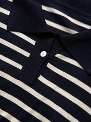 Collar Ribbed Striped Short Sleeve Tee