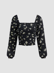 Evening Petals Square Neck Top