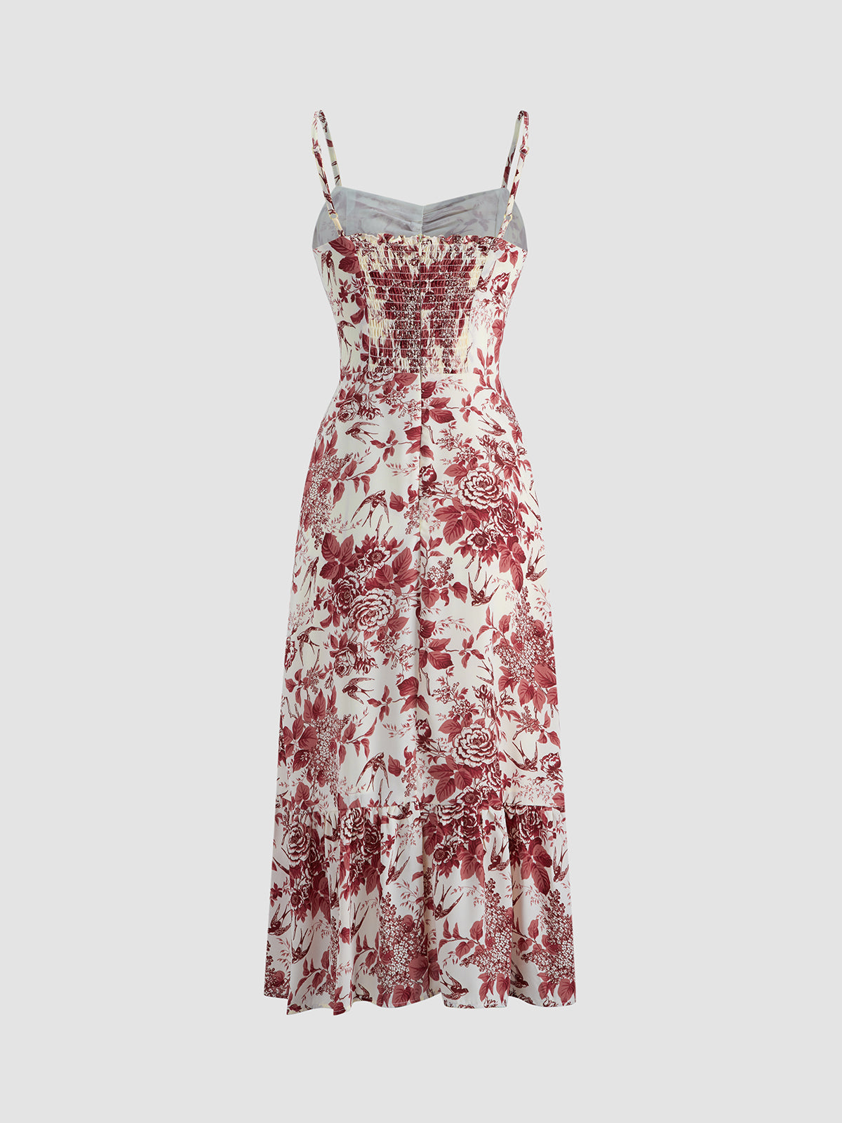 Rosy Bush Floral Strap Midi Dress