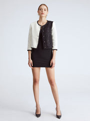 Dual Tone Cropped Jacket with Contrast Banding