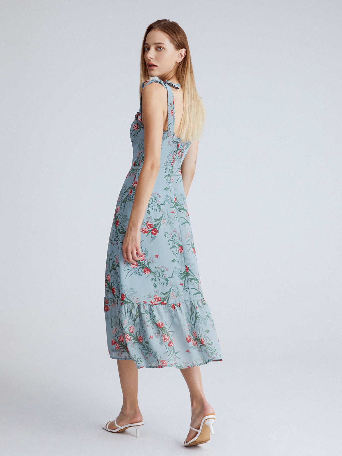 Nostalgic Meadows Floral Strap Flowy Long Dress