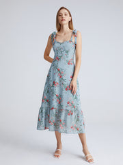 Nostalgic Meadows Floral Strap Flowy Long Dress