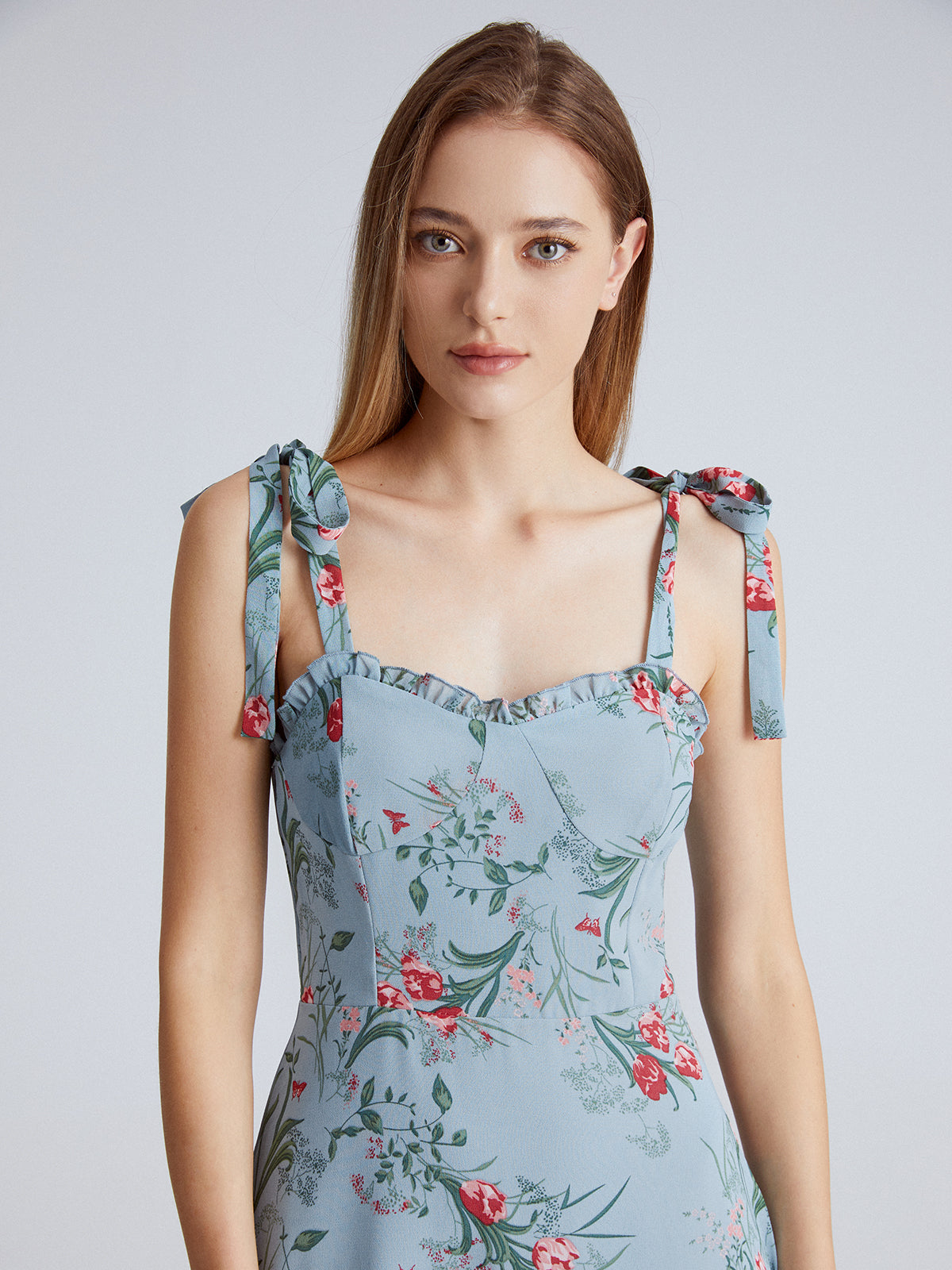 Nostalgic Meadows Floral Strap Flowy Long Dress