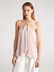 Watery Lilies Halter Satin Top