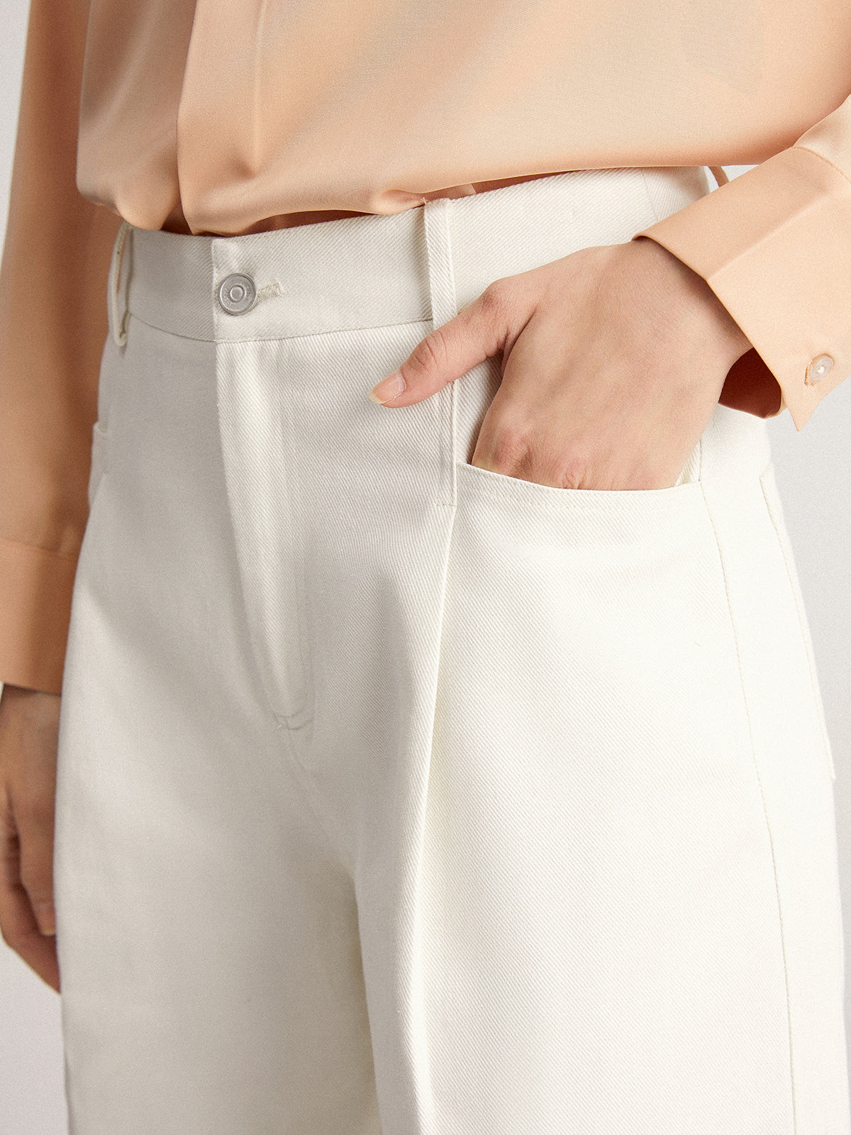 Gossamer High Waisted Wide Leg White Jeans