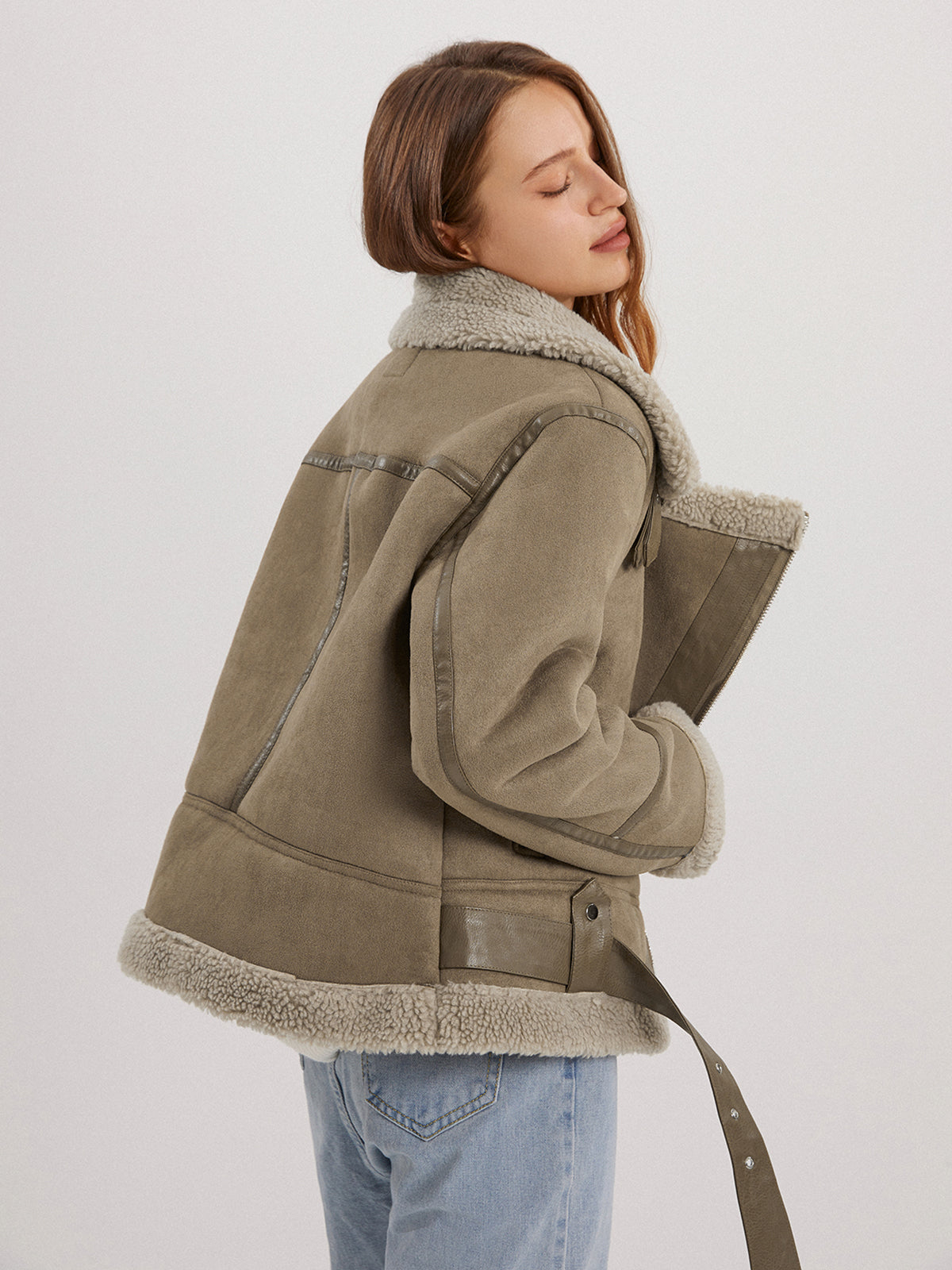 Teddybear Shearling Leather Flight Jacket