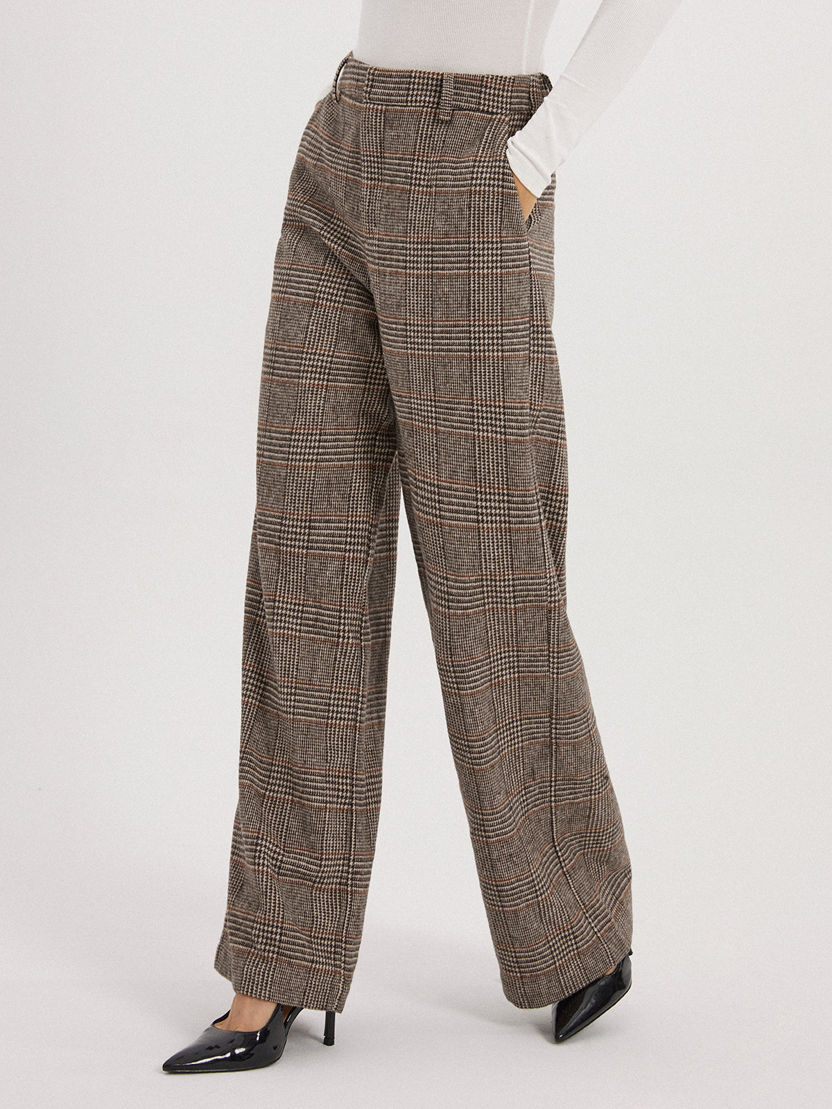 Glen Plaid Wide Leg Pants