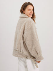 Fuzzy Fleece Collared Jacket