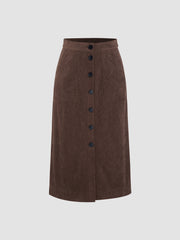 Solid Corduroy Skirt