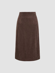 Solid Corduroy Skirt