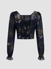 Leisure Floral Zip Up Long Sleeve Top