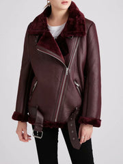 Collared Sherpa Lined Shearling Flight Jacket