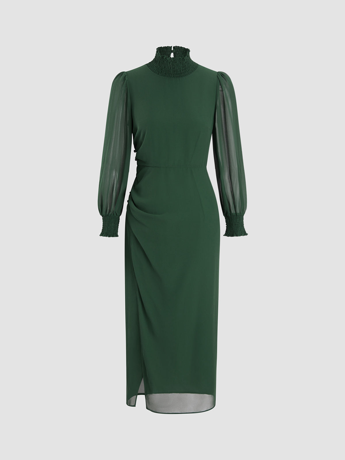 Emerald Green Mockneck Long Dress