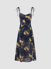 Sweetheart Dark Island Floral Sheer Mesh Strap Dress