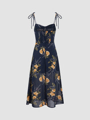 Sweetheart Dark Island Floral Sheer Mesh Strap Dress