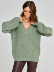 Head In The Clouds V-neck Knit Sweater