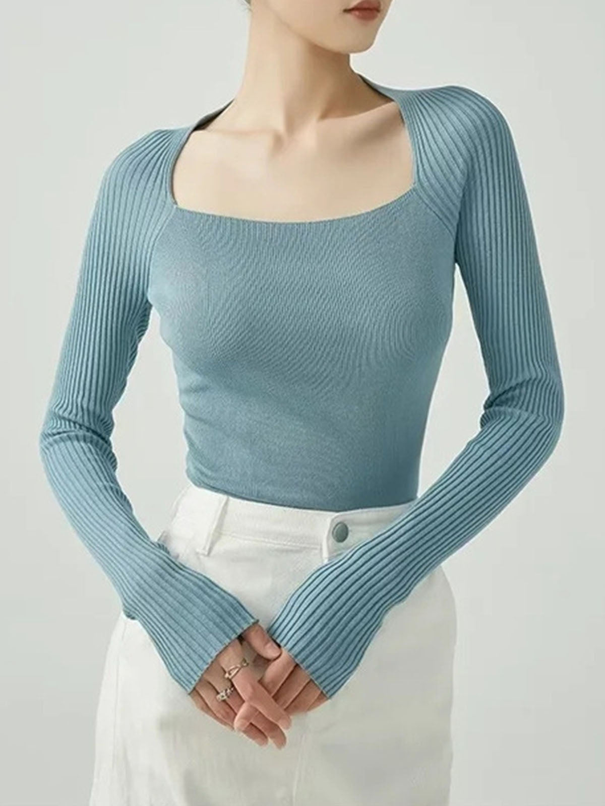 Ribbed Long Sleeve Sweater