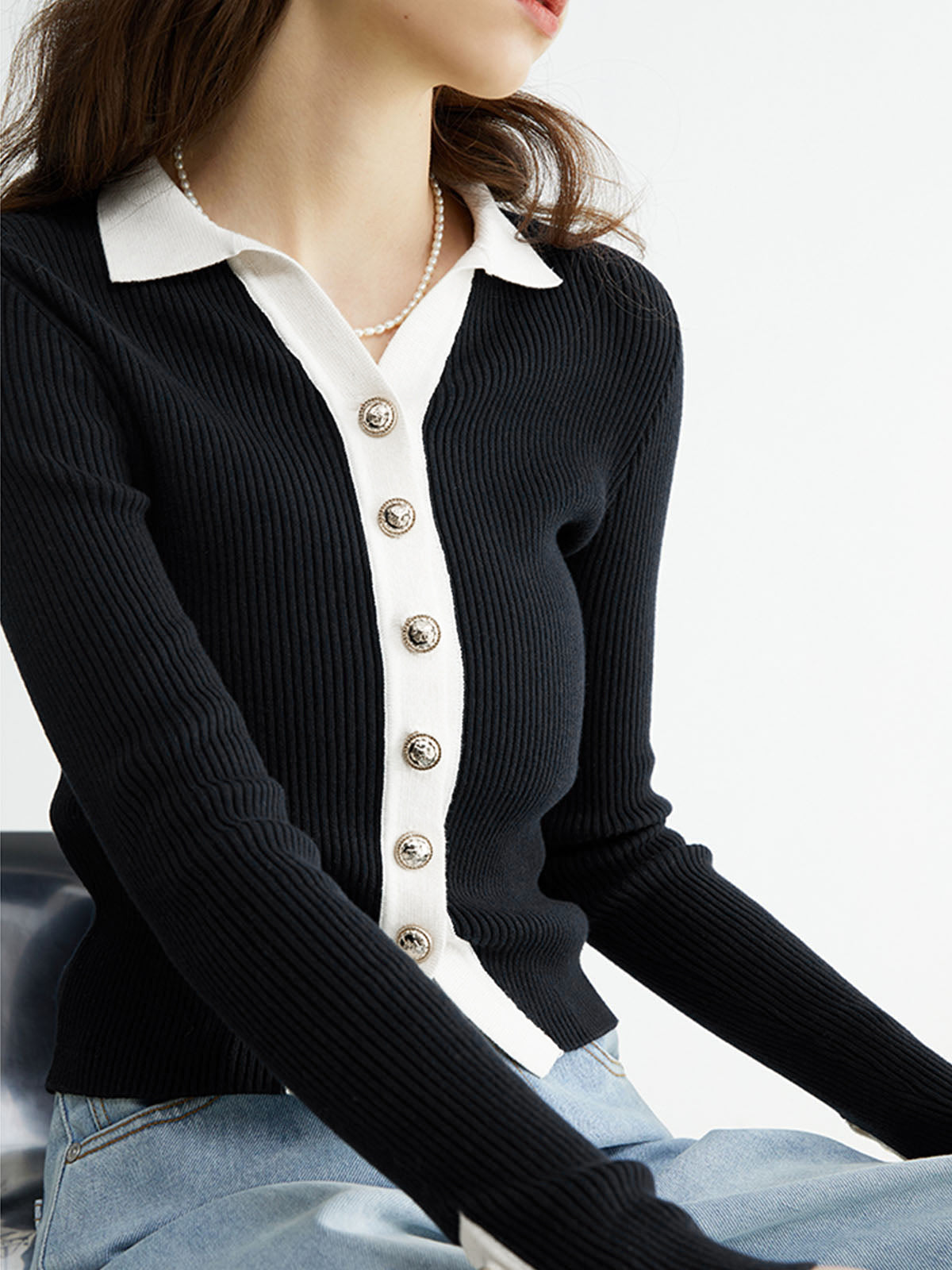 Contrast Elegant Cardigan