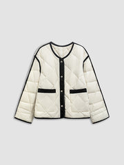 Contrast Seam Quilted Puffer Jacket