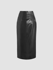 Faux Leather Drawstring Skirt