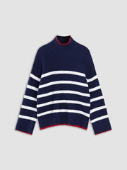 Contrast Stripe Mockneck Sweater