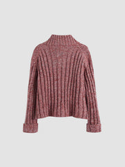 Rib Mockneck Button Sweater