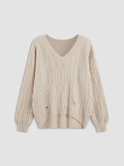 Cable Knit V-Neck Sweater